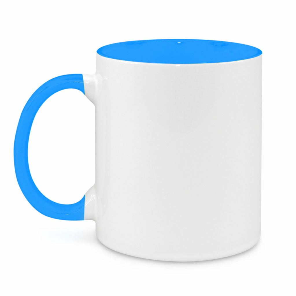 two-tone mug cyan blue inside